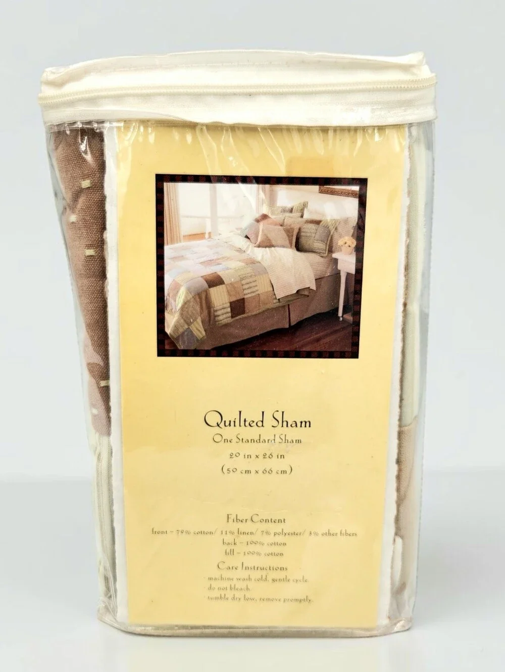 Vintage Woolrich Linen Cotton Patchwork Standard Pillow Sham Cottage Shabby Chic